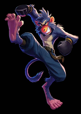 Cartoon Monkey Martial Artist