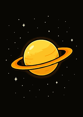 Cartoon Saturn in Space Art