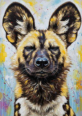 Painted African Wild Dog Portrait