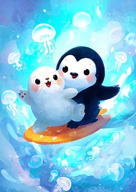 Penguin and Seal Surfing Adventure
