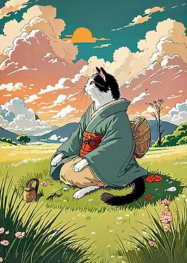Cat Kimono Sunset