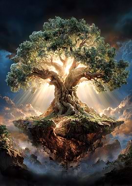 Mystical Tree of Life on Floating Island
