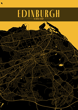Edinburgh Golden Map Art