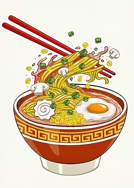 Delicious Ramen Bowl Illustration