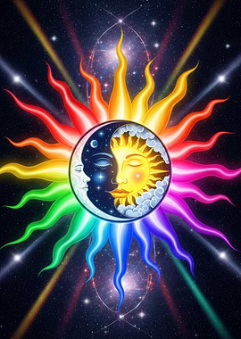 Sun and Moon Celestial Art