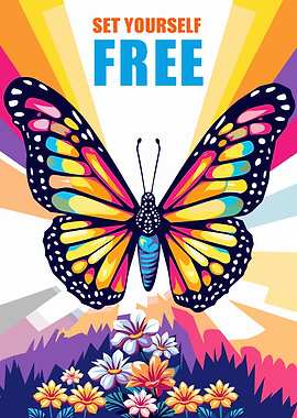 Colorful Butterfly with Flowers