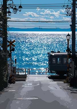 Coastal Train Scene