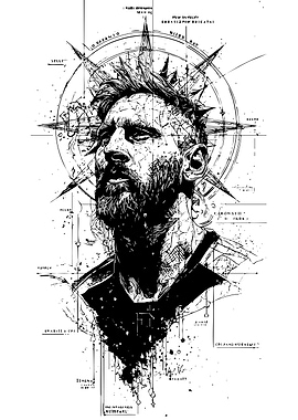 Lionel Messi Black and White Portrait