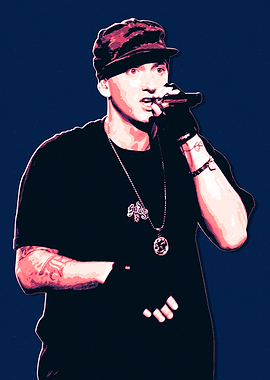 Eminem Portrait Art with Microphone