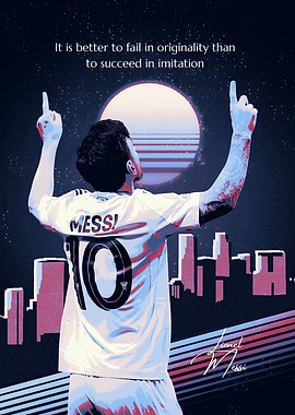 Lionel Messi Retro Style Poster