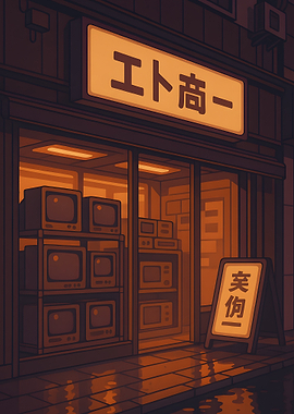 Retro TV Storefront at Night