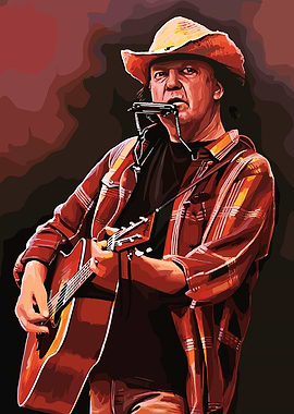 Neil Young Painting with Guitar