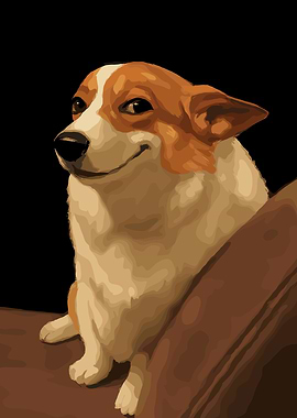 Smirking Corgi Digital Art