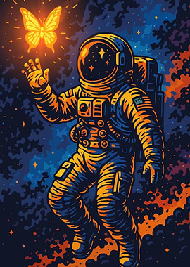 Astronaut and Butterfly in Space