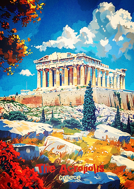 The Acropolis Greece Travel Poster
