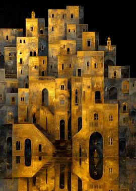 Golden Middle Eastern Cityscape