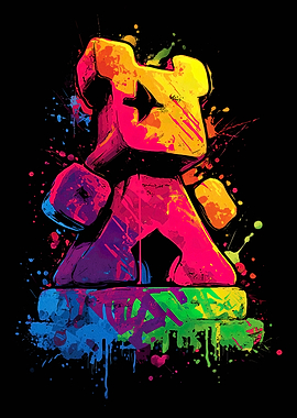 Colorful Bear Graffiti Art on Black