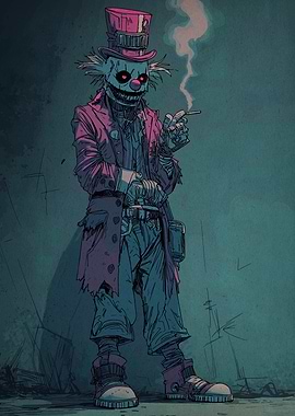 Creepy Clown Smoking Digital Art
