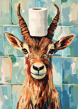 Antelope with Toilet Paper on Head