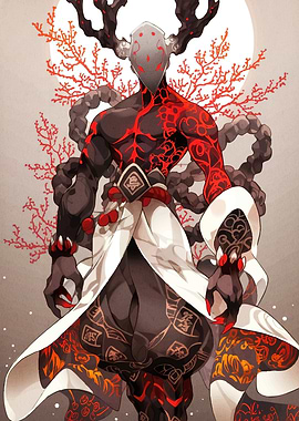 Mystical Figure Antlers Markings