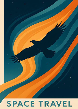 Space Travel Eagle Silhouette Art