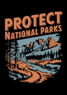Protect National Parks Landscape Illustration
