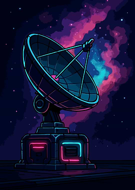 Retro Space Satellite Dish Illustration