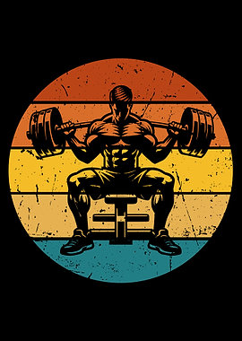 Weightlifting Silhouette Retro Style