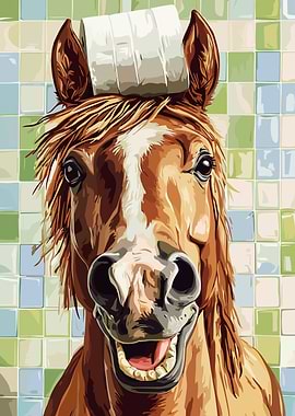 Horse with Toilet Paper on Head