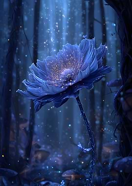 Blue Flower in Enchanted Forest