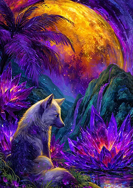 Wolf in a Crystal Landscape