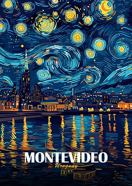 Montevideo Uruguay Starry Night Art