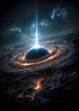 Galactic Core with Beam of Light