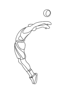 Volleyball Player Minimalist Line Art