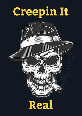 Creepin It Real Skull with Hat