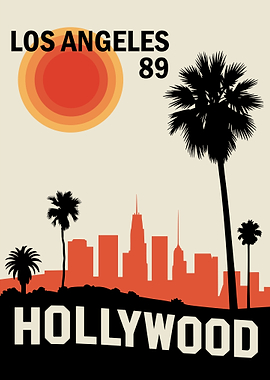Los Angeles Hollywood Retro Travel Poster