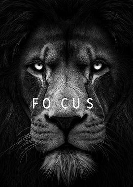 Lion Focus Black and White Portrait