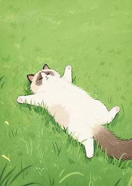 Cat Relaxing in Grass