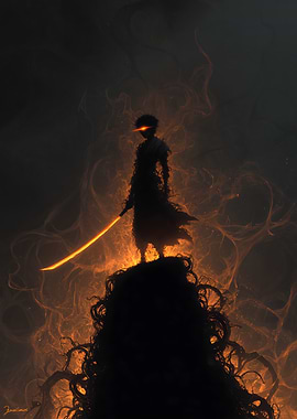 Warrior with Firey Sword