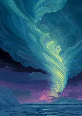 Stylized Tornado Landscape Painting