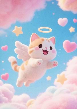 Cute Angel Cat Sky