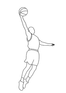 Minimalist Basketball Player Line Art Dunking
