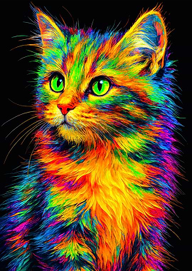 Neon Cat: Electric Green Eyes
