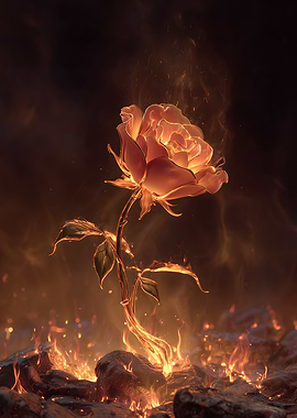 Fiery Rose on Rocky Ground