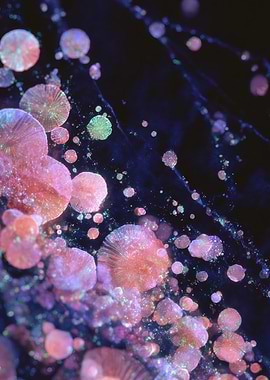 Abstract Pink and Blue Spherical Forms