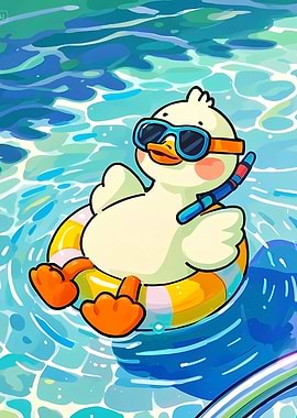 Duck with Sunglasses in Swimming Pool