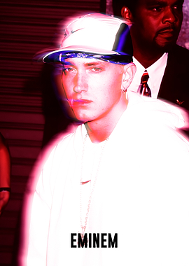 Y2K Eminem Portrait with Red and White Filter