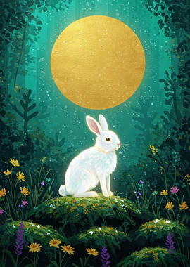 White Rabbit Under Golden Moon