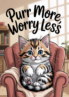 Purr More Worry Less Kitten