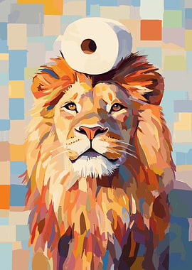 Lion with Toilet Paper Roll Hat